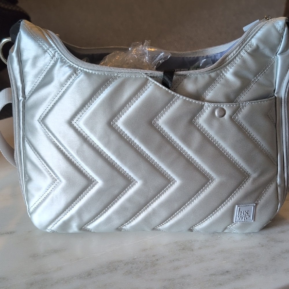 IHKWIP Stylish Silver Quilted Women's Bag